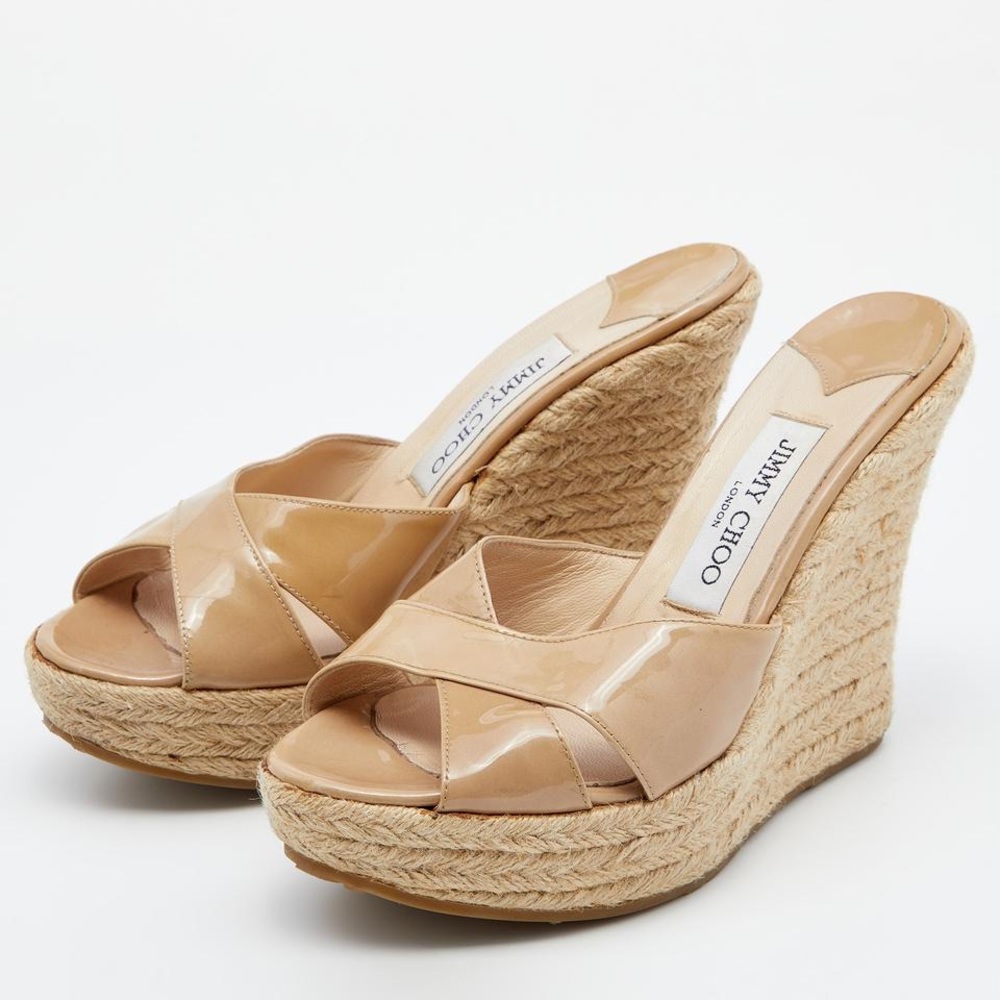Jimmy Choo Nude Espadrilles Wedges